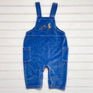 KISSY KISSY EUC Boys Softest Ever Velour Embroidered Circus Overalls